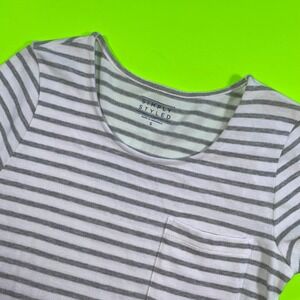 Simply Styled Womens Grey White Stripe Pocket T Shirt Dress Size Small Casual